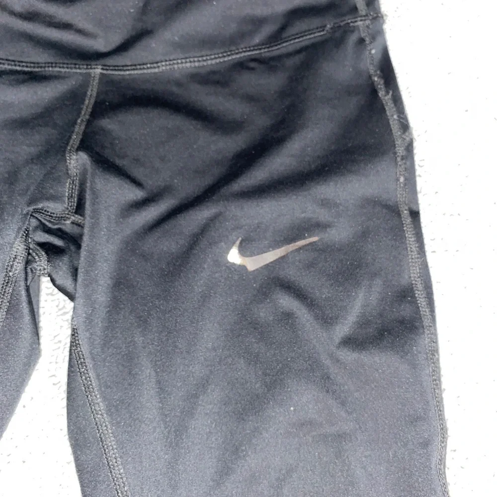 Nike Running Leggings Womens XS Black Athletic Tights Mesh Panel Reflective Logo